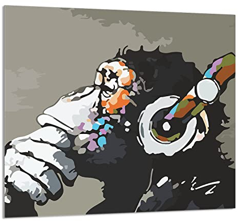 DarHaus Herdabdeckplatte 65x60 cm 1-teilig Ceranfeldabdeckung Induktion Herdschutz Küchenrückwand Spritzschutz Glasplatte Deko Schneidebrett, Musik Grau