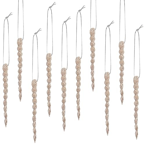 30 Pieces Plastic Icicle Twisted Plastic Icicle Christmas Ornaments Icicle Decoration Christmas Tree and Holiday Xmas Party Wedding Hanging (Champagne Gold,5.12 Inch)