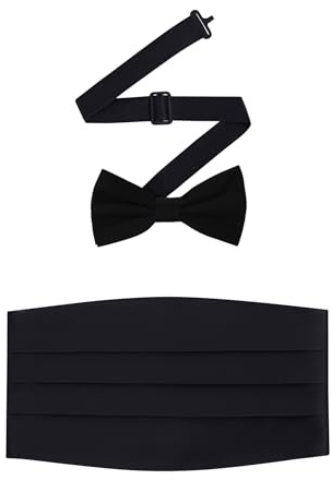 S.H. Churchill & Co. 100% Silk Pre-Tied Bow Tie and Cummerbund Set for Tuxedo, Wedding, Black-Tie Event- Gift Box