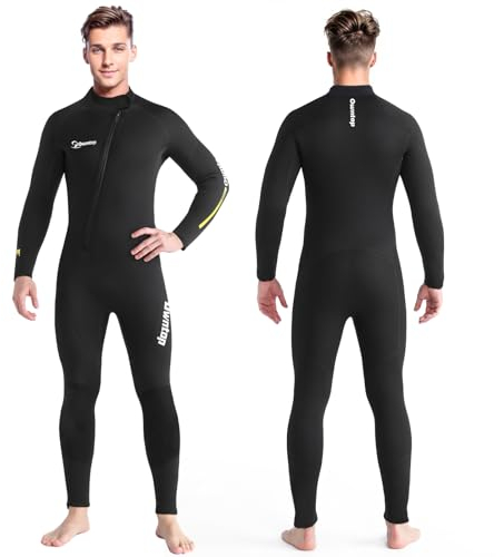Owntop 5mm Neoprenanzüge für Männer - Erwachsenen Neopren Taucheranzug, Ganzkörper Wet Suit mit Vorderem Reißverschluss, Ultra Warme Flexible für Kaltes Wasser Tauchen Surfen, Herren Schwarz XL