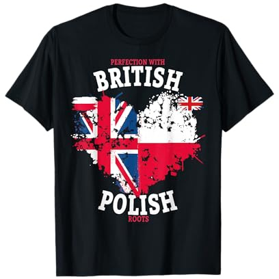 Polish Roots Idea For Kids & Poland Folk British Polish Flag T-Shirt