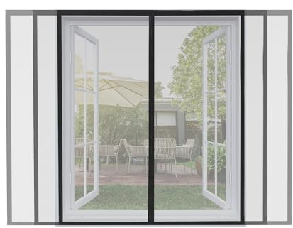 ARCOL Fliegengitter Fenster mit Magnet, Zuschneidbar in der Breite – Moskitonetz mit Klettverschluss – Robuster Magnetvorhang für Fenster – insektenschutz fenster nach maß (155x130 cm, Schwarz)
