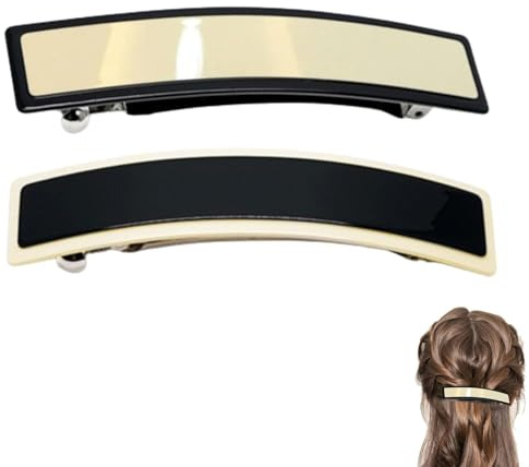 JJiaoLinin Rétro Pinces à Cheveux Automatiques, 2 Pièces Barrette Géométrique Bohème Barrette à Cheveux Rectangulaire en Métal Forme rectangulaire Française Classique pour Femmes Filles