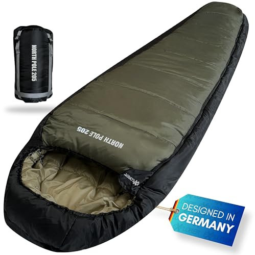 Explorer® Northpole 205 Schlafsack -21°C -4°C [300GSM] 3-4 Jahreszeiten Winter Mumienschlafsack Erwachsene [1650g] 205x80x50cm mit wasserdichter Unterseite YKK Zip R für Outdoor, Camping und Reisen