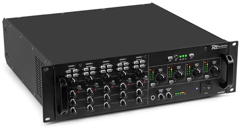 PD PAM2004 4 Zone Matrix Amplifier, 4x 200W, Bluetooth, 100V Line | Matrix mixer amp, Zonal volume control, priority mic inputs, line inputs, adjustable master bass/treble eq, limiter potection