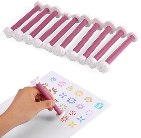10pcs Dual-Ended Flower Dotting Tools, 20 Shapes Plastic Dotting Pens Cute Mandala Painting Tools for Crafts Nails & DIY Decor (Purple)
