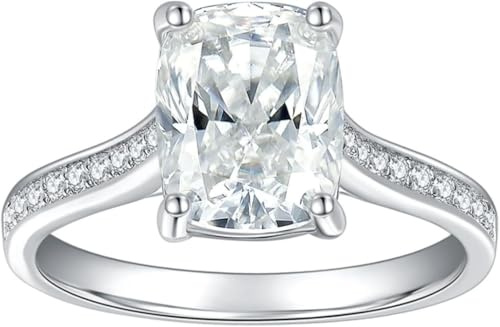 Flickprodukter Dazzling 3 Moissanite Women Cushion Cut D Color S925 Sterling Silver Lab skapade diamantringar perfekt för dagliga slitfester bröllopspresent