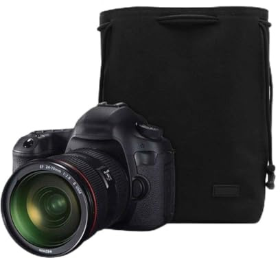Kivivaka Sac à dos imperméable en tissu Oxford avec doublure rembourrée douce et cordon de serrage pour appareils photo reflex numériques et sans miroir Gris Taille M L Noir