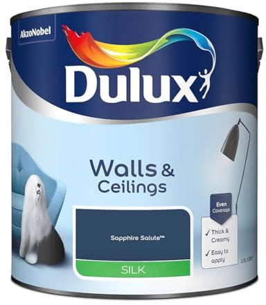 Sapphire Salute Walls & Ceilings Silk Emulsion Paint 2.5 L – Smooth Washable Silk Finish, Quick Dry, Low-VOC, Easy Application for Interior Walls & Ceilings