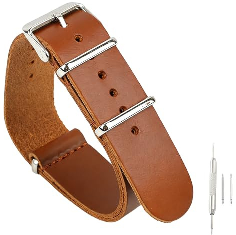 SUGARJAR Läderarmband 18/19/20/22mm Vintage Läderband Kompatibelt med Garmin/Withings/Fossil med Spänne Rostfritt Stål för Klockarmband Herrar Damer