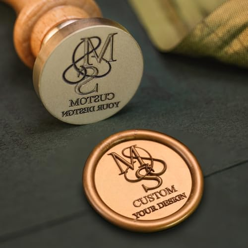 Tampon Cire Personnalisé, Monogramme Initiales en Laiton | Tampon cire en laiton personnalisé avec monogramme, initiales ou nom pour mariages, invitations et enveloppes