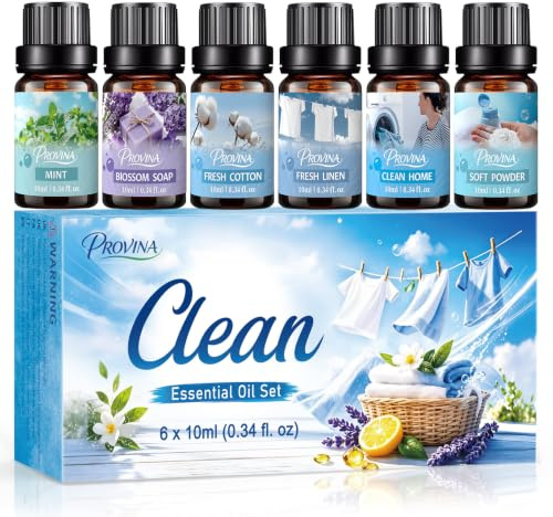 PROVINA Aceites Aromáticos Ropa Limpia Set 6 x 10 ml para Difusor