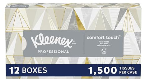 Kleenex Professionelles Gesichtstücher für Business (03076), flache Taschentuchboxen, 12 Boxen/Komfortkoffer, 125 Taschentücher/Box