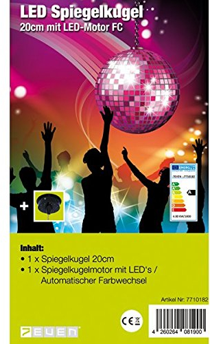 7even® LED Bola de Espejos 20 cm con Motor FC / LED Set Bolas Espejos con Motor y Cambio de Color