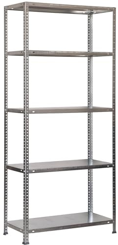 SimonRack Förvaringshylla 5 Hyllplan, 2000x1000x400 mm – Garagehylla i Grå, 100 kg Belastning per Hyllplan - Simon Classic