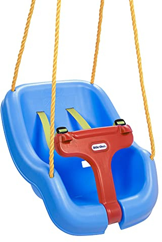 Little Tikes Snug 'n Secure Blue Swing with Adjustable Straps, 2-in-1 for Baby and Toddlers Ages 9 Months - 4 Years