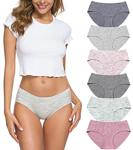 Wealurre Cotton Bikini Women's Breathable Panties Seamless Comfort Underwear(3128M,Stripe 2)