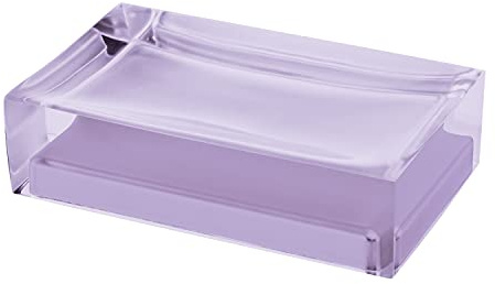Gedy Auckland Porta saponetta, Misure e Peso: 3X11X7 CM & 0,15 kg, Porta Sapone Solido in Resina Trasparente di Alta qualità, Finitura Lilla, Design R&S, Fatto a Mano, 2 Anni di Garanzia