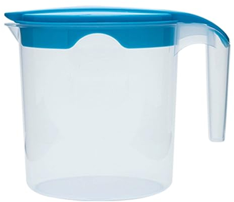 1 Liter Plastic Jug with Lid for Water Fruit Juices Milk Fridge Door Stoarge Jug (Blue, 1)