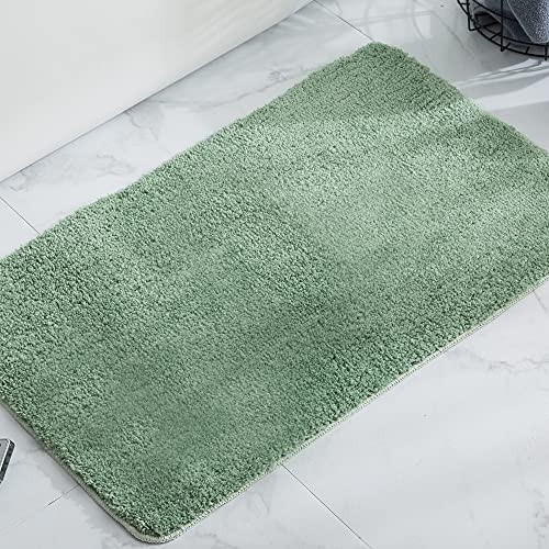 KELEKELE Tapis de Bain Absorbant Antidérapant Tapis Salle de Bain Lavable en Machine Tapis de Douche en Microfibre Douce (Vert Clair, 40x60cm)