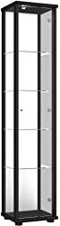 K-Möbel Sammlervitrine (176x37x33cm) - Made in Germany - Vitrinenschrank Schwarz mit 4 höhenverstellbaren Glasböden, Spiegel & Schloss - Glasvitrine Stehend - Display Cabinet