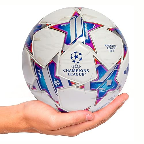 adidas IA0944 UCL Mini Recreational Soccer Ball Unisex Adult Top:White/Silver met./Bright Cyan/Shock Purple Bottom:Iron MET./SOLAR ORANGE Größe 1