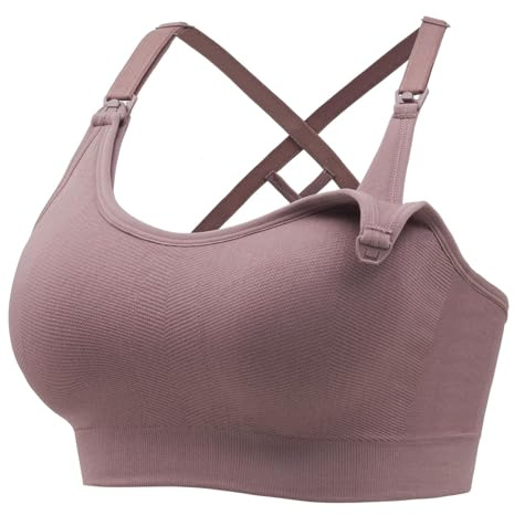 Angelhood Reggiseni per allattamento al seno, senza cuciture, reggiseno sportivo a medio impatto, supporto per maternità, per gravidanza, Rosa radice di loto, XL