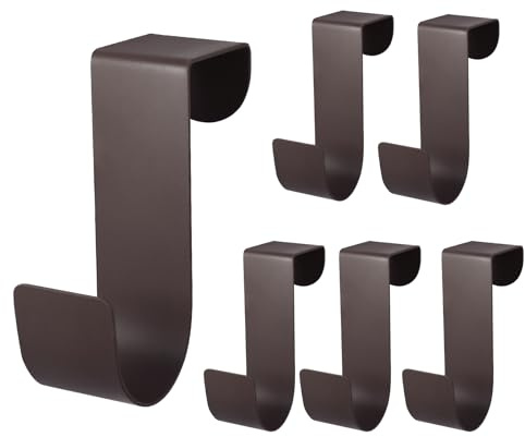 Biaungdo 6 ganci da appendere sopra la porta dell'armadio, in acciaio inox, colore marrone, ganci per porta posteriore, ganci singoli per appendere sopra la porta, cucina, Natale, ghirlande, vestiti