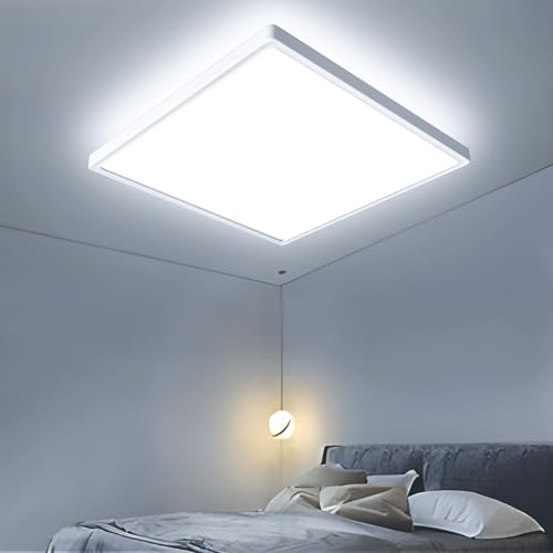 OTREN Plafoniera LED Soffitto Quadrata, 6500K Lampada da Soffitto LED Moderno, Plafoniera Bagno IP44 per Camera da Letto, Cucina, Soggiorno, Balcone, Ufficio, 30CM 2400LM