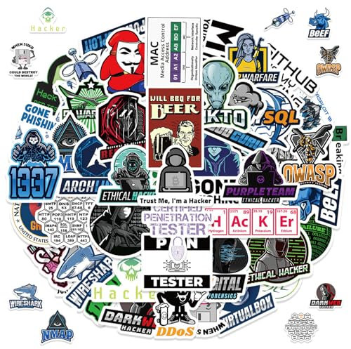 Hacker Aufkleber 2 X 50 Stück, Hacker Sticker Set, Hacker Aufkleber Pack, Programmierer Vinyl Aufkleber, Wasserdichte Vinyl Sticker, Graffiti Decal für Auto Laptop Skateboard Gepäck Fahrrad