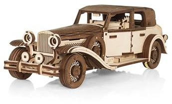EWA Eco-Wood-Art - Ferdinand Retro Car- Puzzle 3D en Bois - Casse-tête pour Adultes et Adolescents -à Monter soi-même sans Colle- 278 pièces