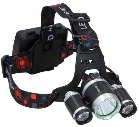 Grundig Stirnlampe LED Wiederaufladbar - Kopflampe 3 Lichtpunkte mit 200 Lumen - Verstellbarer Kopfriemen und Wetterfest - für Outdoor und Arbeit