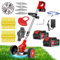 Debroussailleuse Electrique sans Fil 21V, Coupe Bordure sans Fil avec Batterie 4.0Ah et 3 Types de Lames, Débroussailleuses Electrique Batterie pour la Coupe de Jardin, Pelouses et Terres Agricoles