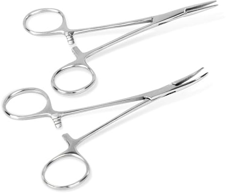 2 Stück Piercingzange Set, Selbstverriegelnde Piercing Zange, Fischerei Klemme mit Sägezahndesign, Vielseitige Verriegelungszange für DIY Handwerk Haustierpflege Löten
