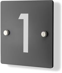 Personalised House Number Plaque 148mm x 148mm Grey Address House Sign Door Number Plate Square Contemporary Modern Printed Address Signage With Hidden Standoff Fixings Waterproof & Scratch-Resistant