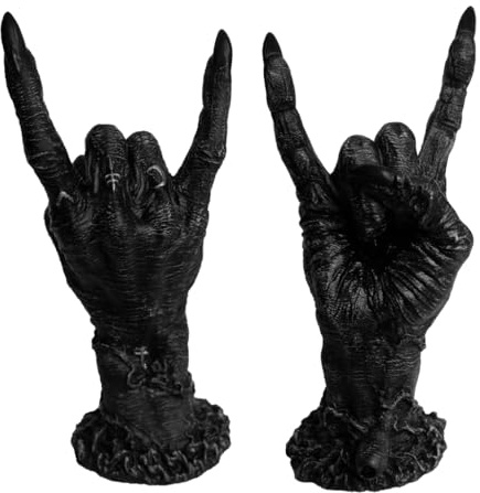 AngeletLlonguet Rock Hand Escultura Mano Rock Mano Cuernos Heavy Metal Decoración Rockera Estudio Música Regalo Fans Hard Rock Figura Rock Estatua Metal Ornamento Rock