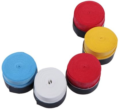 CIYODO 5 Pezzi Nastro Grip Racchetta Antisudore Assorbente PU per Badminton Squash Tennis e Canna da Pesca Impugnatura Sottile Antiscivolo per Giocatori con Mani Sudate Colore Casuale