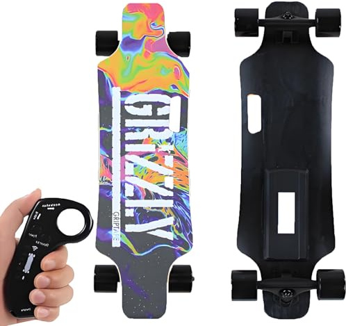 ErShangMao All-Terrain Electric Longboard Skateboard With Remote, 25km (15.6mph) W/4400mah Battery 8km (9.4 Mi) Range, Smooth Braking & 4-Speed ​​Control - 90kg (200lb) Capacity Maple Deck TypeB