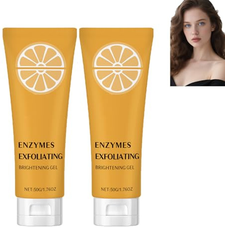 Apelsinenzym peeling-gel för ansikte och kropp, renande peeling-gel, ljusar upp huden och gör den mjuk, rengör porer, tar bort pormaskar och döda hudceller, uppfriskande (2 st)