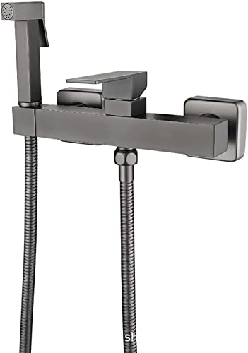 Bidet portatile manuale, Bidet portatile grigio da parete e spruzzatore for pannolini con acqua calda fredda for WC(Grey)