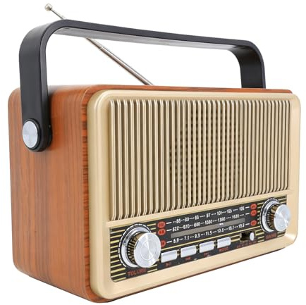Radio retro con Bluetooth AM/FM/SW, portátil, nostálgica, radio de cocina vintage con USB/TF/AUX, recargable, radio simple para personas mayores, cocina, oficina, exterior