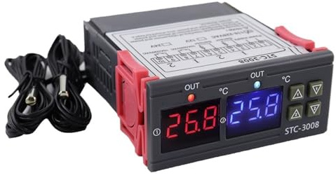 STC3008 Dual Digital Temperature Controller Two Relay Output 12V 220V Thermoregulator Thermostat with Heater Cooler STC-3008(AC 110-220V)