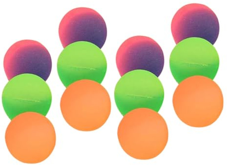 HOOTNEE Lot de 12 Balles Rebondissantes en Caoutchouc 32 Mm, Couleurs Arc-en-Ciel Flottantes, Jouets de Piscine pour Garçon et Filles, pour Fêtes, Carnaval et Jeux D’extérieur