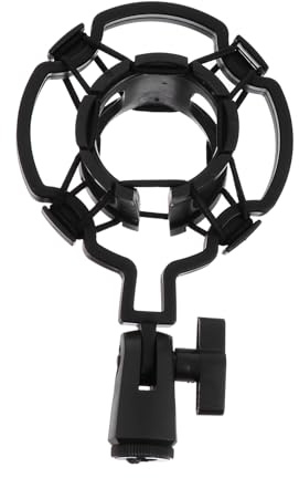 NUSITOU Soporte de Suspensión Antivibración Plástico Negro para Micrófono de Condensador Clip Ajustable para Montaje en Rack, Accesorio para Estudio y Grabación Profesional