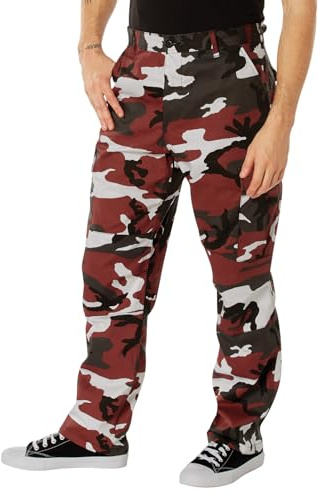 Rothco Tactical BDU Pants – Rugged Cargo Outdoor Hiking EDC Work Uniform, Red Camo, L