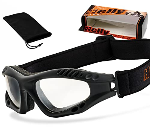 HELLY® - No.1 Bikereyes® | Motorradbrille, Bikerbrille in klar | winddicht, gepolstert, beschlagfrei, HLT® Sicherheitsglas nach DIN EN 166 | TOP Tragegefühl bei langen Ausfahrten | Motorradbrille