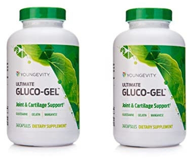 Youngevity Ultimate Gluco-Gel -for Tendons, Bones & Cartilage | Contains Glucosamine, Gelatin & Manganese | 240 Capsules | 2 Bottles