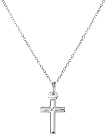 Jewelryybox Enkelt sterling silver korshänge på 45 cm spårkedja