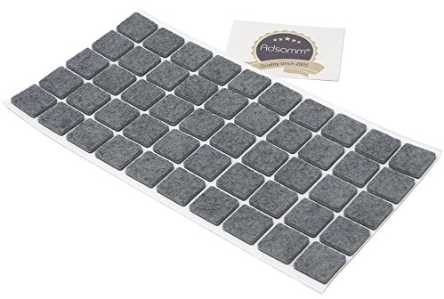 Adsamm® / 50 x deslizantes de Fieltro autoadhesivos/Gris / 20x20 mm/Cuadrado/Deslizantes de Fieltro para Muebles de 3,5 mm de Grosor/Deslizantes para Muebles y Suelos