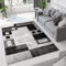 TAPISO Dream Teppich Modern Wohnzimmer Kurzflor Grau Creme Schwarz Vierecke Geometrische Figuren Meliert Schlafzimmer Küche ÖKOTEX 200 x 300 cm